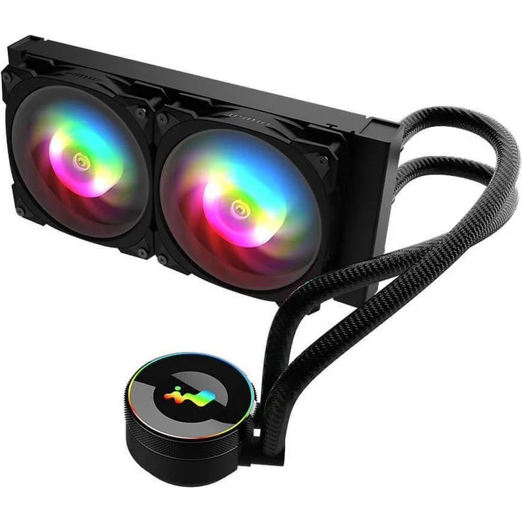 In Win Kit Watercooling AIO MR RGB - 240mm CPU Wasserkühler mit ARGB-Beleuchtung und zwei 120-mm-PWM-Lüftern, Schwarz