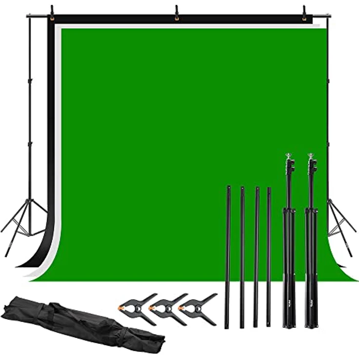 Rollei Hintergrund-Stativset , perfekte Foto Studio Hintergrund Halterung zum befestigen von Greesnscreens oder farbigen Hintergründen (Hintergrund Stativ-Set inkl. 3 Hintergründe) – Bild 1