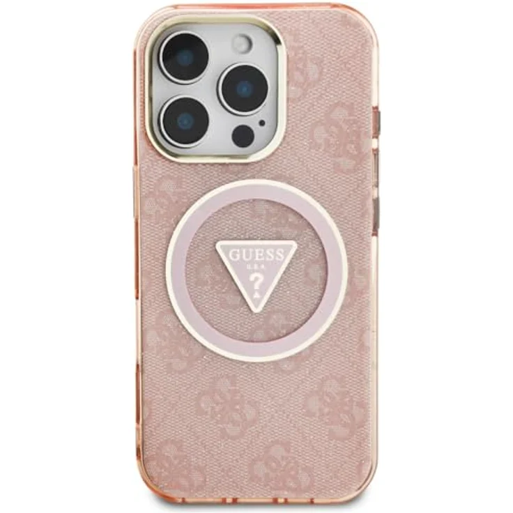 CG MOBILE Guess IML Metal Glitter 4G Circle Triangle, MagSafe-kompatible Hülle für iPhone 16 Pro Max, Rosa, TPU/PC Hardcase – Bild 3