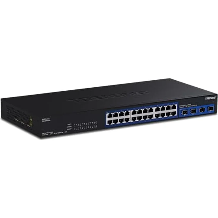 Trendnet TEG-S50284, Gigabit Ethernet Switch mit 28 Ports, Smart-Managed, 200 Gbit/s Switching-Kapazität, Schwarz – Bild 1