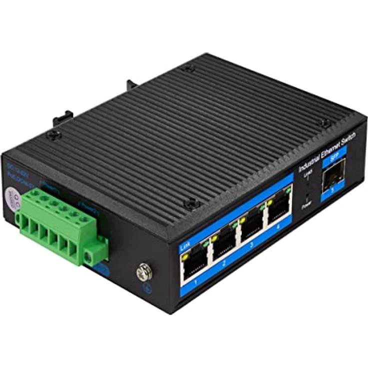 LogiLink Industrie Gigabit Ethernet Switch, 4-Port 1000 Mbit/s + 1-Port SFP (für Glasfaser Backbone) – Bild 5