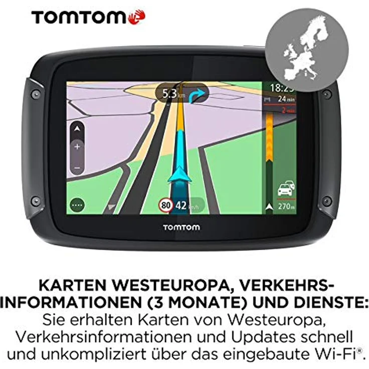 TomTom Rider 50, GPS-Gerät mit WiFi, Motorradnavigation für Abenteuer in Europa – Bild 3