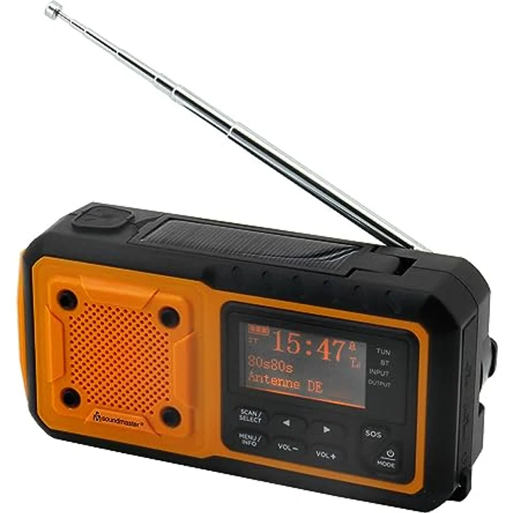 Soundmaster DAB112OR DAB+ UKW Notfall SOS Digitalradio Solar Dynamo Bluetooth LED Li-Ion Akku – Bild 3