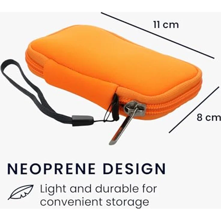 kwmobile In-Ear Kopfhörer Tasche - Neopren Cover Case - 6 x 9 cm - Etui in Neon Orange – Bild 2