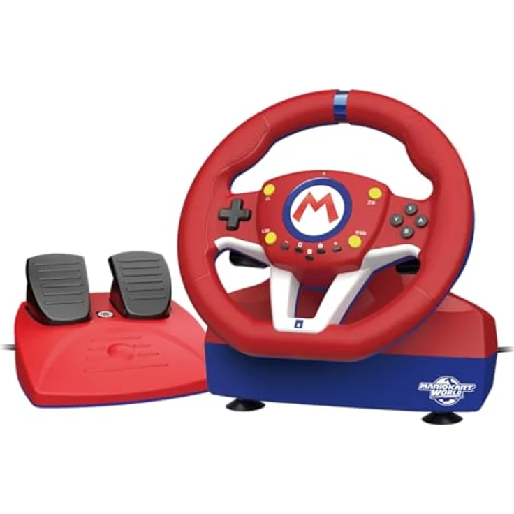 HORI Mario Kart Racing Wheel Pro Mini für Switch 2, kabelgebundenes Lenkrad mit ergonomischem Design, Pedalen und anpassbarer Empfindlichkeit – Bild 1