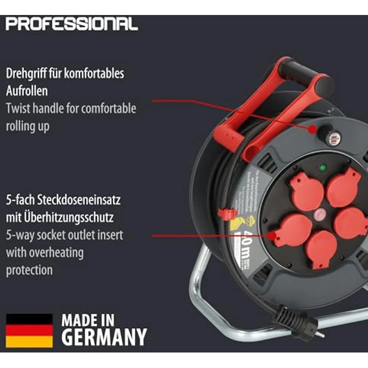 Brennenstuhl Professional Kabeltrommel 320 KU 4200 (40m Kabel in schwarz, Baustelleneinsatz, Made in Germany) - Preisvergleich – Bild 2