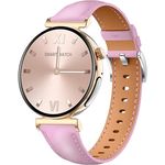 Knauermann PRO 3 Mini (2024) Gold - Gesundheitsuhr Smartwatch mit Telefoniefunktion - EKG + HRV und SOS Funktion - AMOLED Display - BT Bluetooth - Schlafapnoe - Rindslederband Rose, 14-24,rund