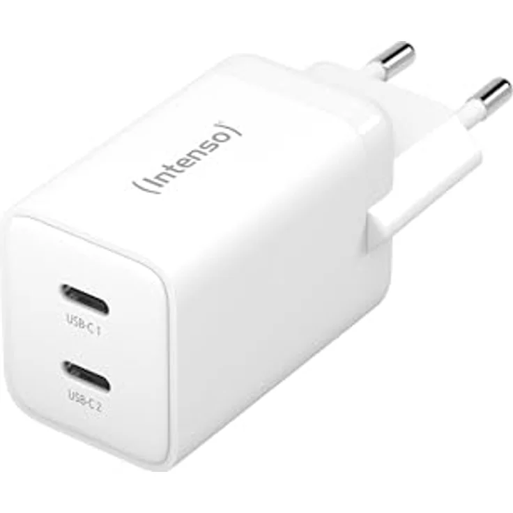 Intenso Power Adapter 40W, 2x USB-C Induktions-Ladegerät, Weiß, kompakt und mit GaN-Technologie – Bild 1