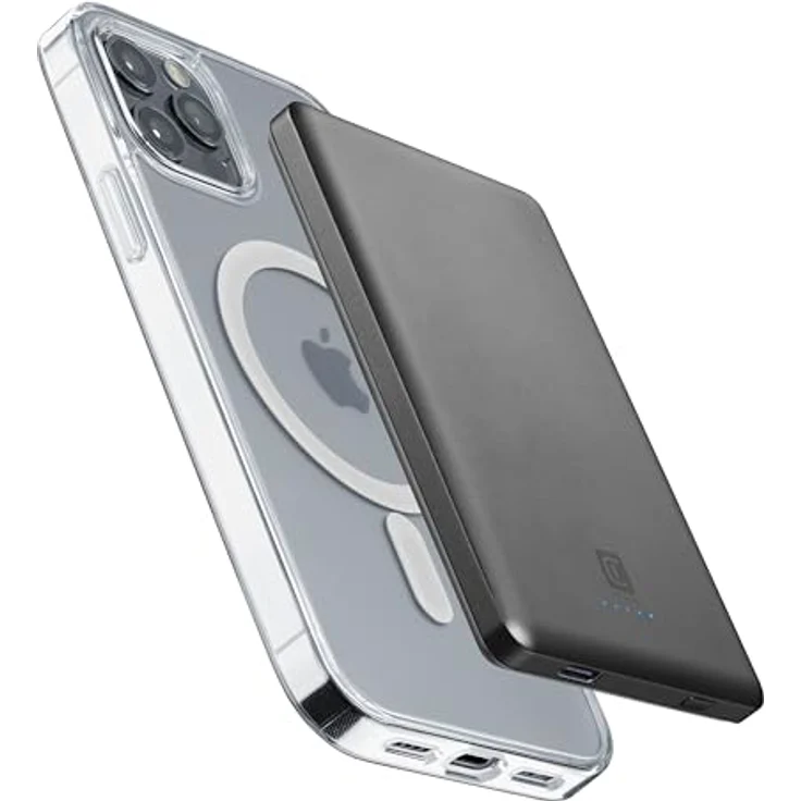 Cellularline - Power Bank MAG LITE 5000-5000mAh drahtloses tragbares Ladegerät - Mag Safe Technologie - drahtlose Aufladung 7.5W - Grau – Bild 2