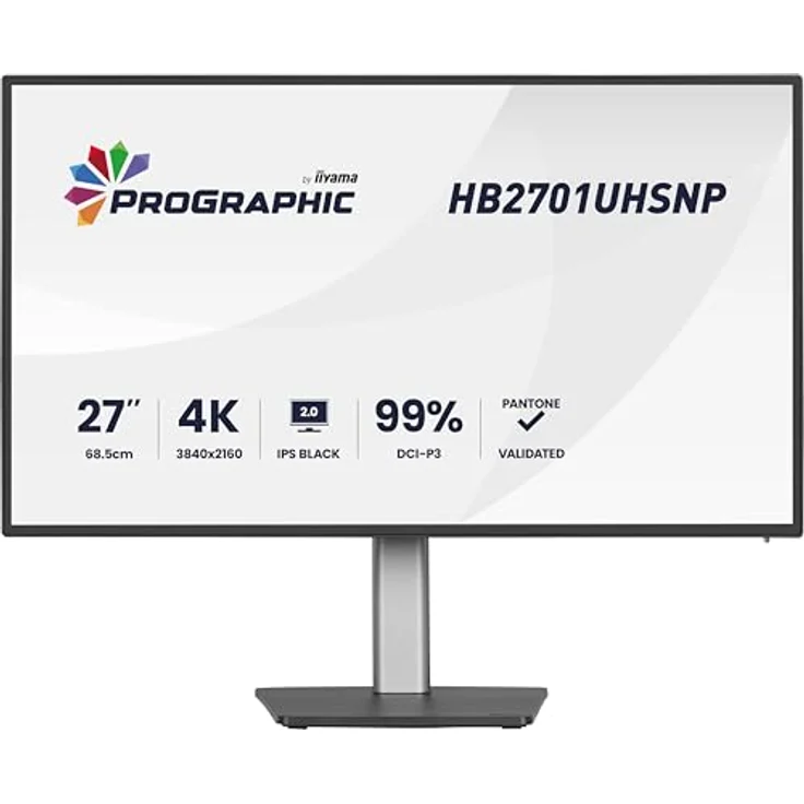 iiyama ProGraphic HB2701UHSNP-B1 27" IPS Schwarz 4K UHD Monitor, DCI-P3 99%, HDMI DP-in/Out, USB-C Dock, KVM-Switch, Höhenverstellung, Pantone Validated – Bild 2
