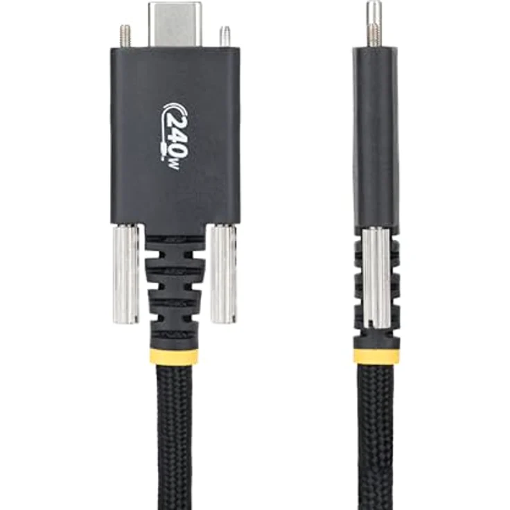 StarTech.com 3m USB-C-Ladekabel, Schraubensicherung, 240W (5A) PD EPR, Laptop-Ladekabel Nylon Geflochten, Schwarz – Bild 2
