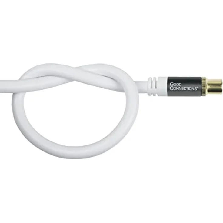 Good Connections GC-M2041 SmartFLEX TV Antennenkabel, 1 m, IEC/Koax Stecker an Buchse, 4-fach geschirmt/120dB/75 Ohm, vergoldete Anschlüsse Weiß – Bild 4