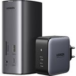 UGREEN Revodok Pro 312 Displaylink Docking Station Triple Display für macOS M1 M2 MacBook und Windows (Mit integriertem Treiber), 12-in-1 USB C Dock mit 100W GaN Ladegerät, 2 HDMI, DP, 10Gbps USB-Port