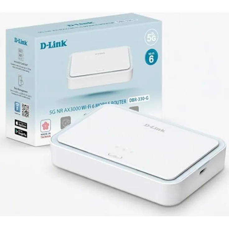 D-Link DBR-330-G, 5G NR AX3000 Mobile Router mit integrierten Modem, Dual-Band Wi-Fi 6, 4K-Streaming, 5260 mAh Akku, schwarz – Bild 1