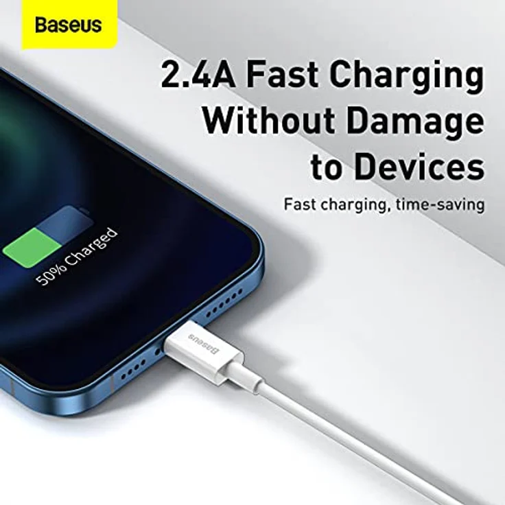 Baseus Superior USB-auf-Lightning Kabel, 2m, Schnellladung 2,4A, Weiß – Bild 5