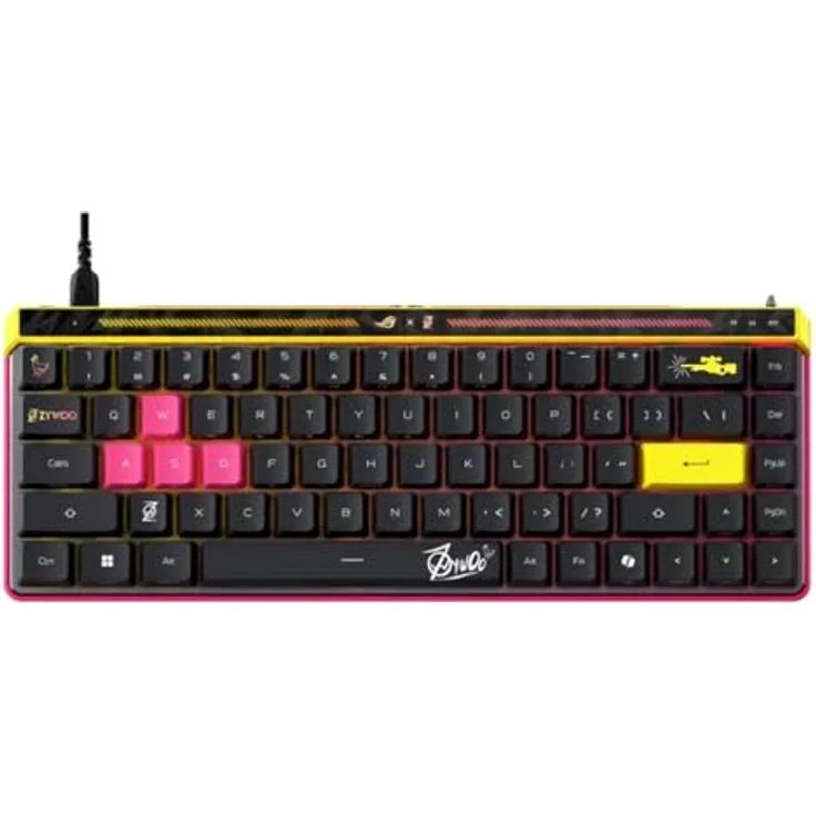 Asus ROG Falchion Ace HFX, kompakte Gaming-Tastatur im 65%-Format mit PBT-Tasten, RGB-Beleuchtung und abnehmbarem USB-C-Kabel, US Layout – Bild 1