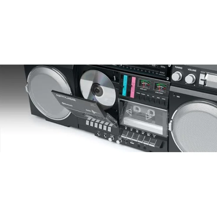 MUSE Bluetooth Retro Boombox mit Radio, CD, Kassettenrekorder, 80W Ausgangsleistung, USB, Aux, Micro SD-Kartenslot – Bild 2