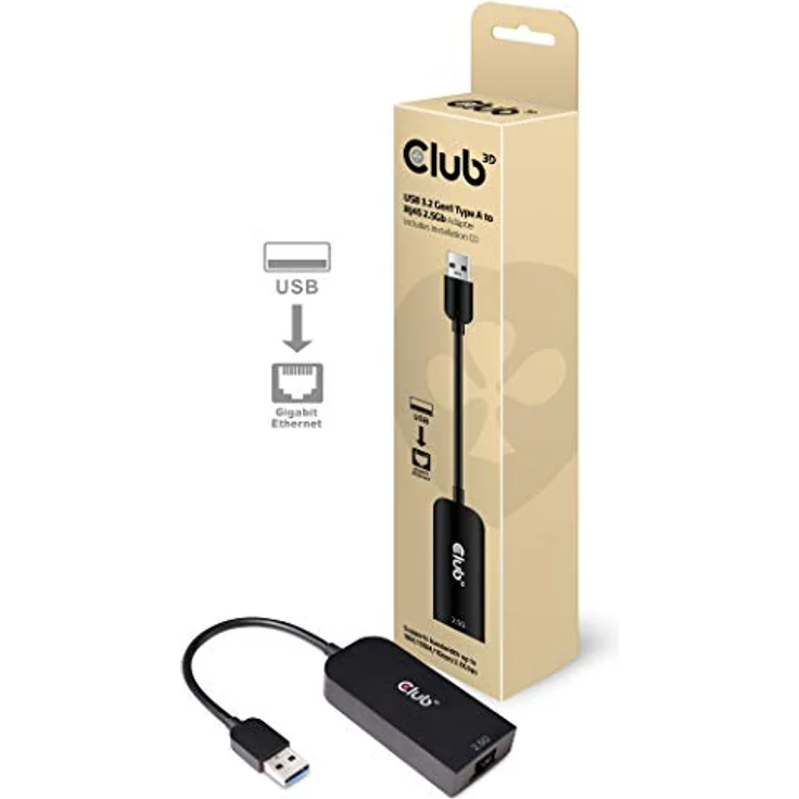 Club 3D USB 3.2 Gen1 Adapter Typ-A zu 2, 5 Gigabit Ethernet ST.-BU. schwarz - Preisvergleich – Bild 6