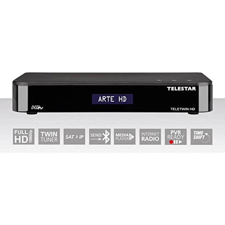 TELESTAR TELETWIN HD - Twin SAT Receiver (Full HD Twin Tuner, Radio, USB PVR Aufnahmefunktion, SAT>IP, Bluetooth Senden, Apps, alphanumerisches Display) – Bild 2