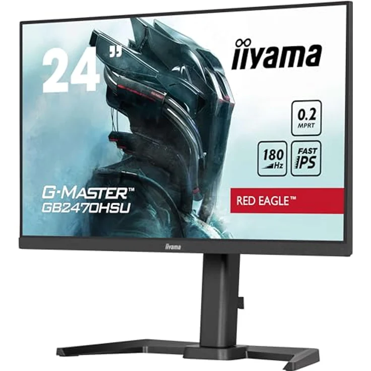 iiyama G-Master Red Eagle GB2470HSU-B6 60,5cm 23,8" Fast-IPS LED Gaming Monitor Full HD HDMI DP USB3.2 0,2ms 180Hz Adaptive Sync Höhenverstellung Pivot schwarz – Bild 3