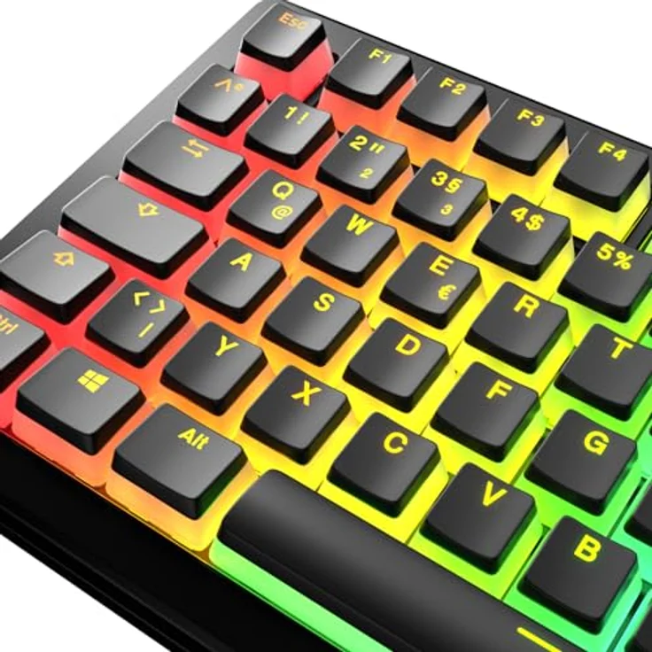 Glorious Aura V3 Keycaps, ISO Layout (DE), PBT, Doubleshot - Schwarz, Keycap-Komplettset mit lichtdurchlässigen PBT-Kunststoffkappen und DE-Layout – Bild 5