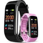 Giewont Fit&GO Duo GW200-4 Smartband, Smartwatch mit IP67 Wasser- und Staubbeständigkeit, schwarzem Armband + Think Pink Armband, bis zu 10 Stunden Akkulaufzeit, NFC-Funktion