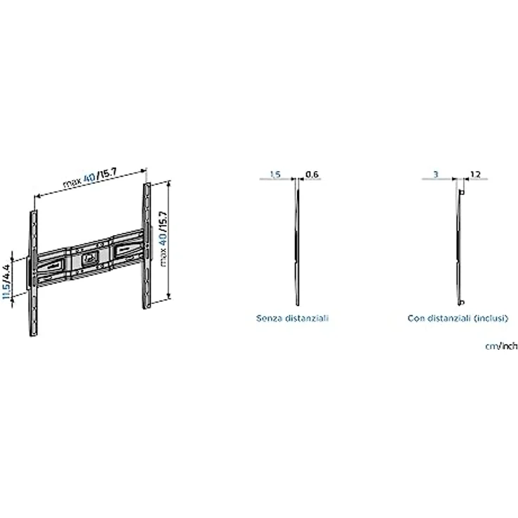 Meliconi Slimstyle Plus 400 S TV-Wandhalterung, für 40-82 Zoll TVs, Vesa 200-300-400, Fast Block, Made in Italien – Bild 3