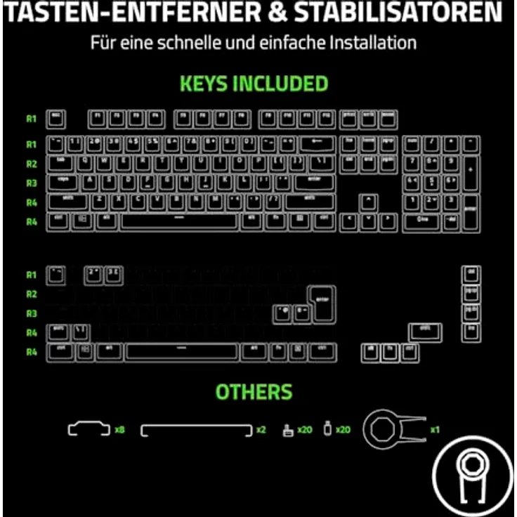 RAZER Phantom Tastenkappen-Upgrade-Set, lichtdurchlässig für RGB-Beleuchtung, unbeschriftet – Bild 5