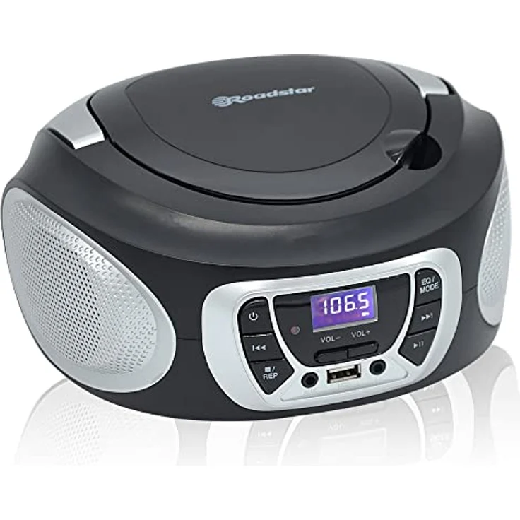 Roadstar CDR-365U/SL, tragbares FM-Radio mit PLL-Tuner, schwarz-silber, unterstützt CD, CD-R und CD-RW, 3,5 mm Kopfhöreranschluss – Bild 7