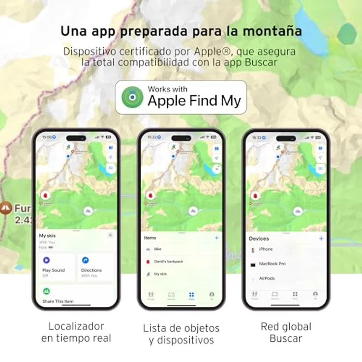 Head Ski & Snowboard Finder, Tracker mit Echtzeit-Standort, kompatibel mit iPhone, Schwarz – Bild 5