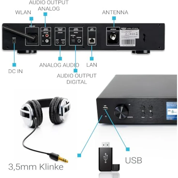 XORO HFT 440 Pro – HiFi-Tuner mit Internetradio, DAB+, UKW, Spotify Connect, Bluetooth 5.2 und WLAN, Metallgehäuse – Bild 6