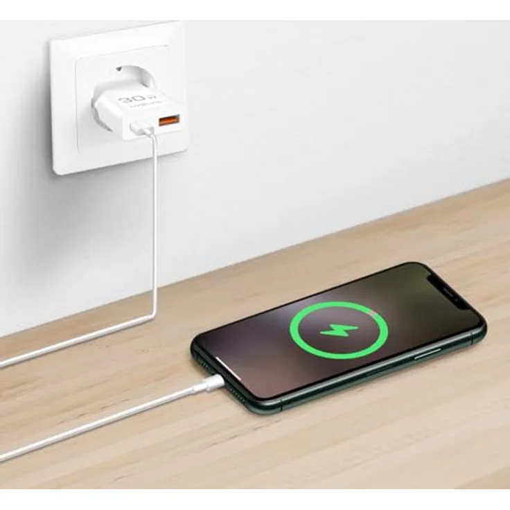 LogiLink PA0348, Dual USB GaN Ladegerät, 1x USB-C (PD) 30 W, 1x USB-A (QC), ultraflaches Design – Bild 3