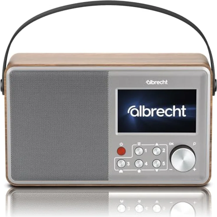 Albrecht DR 862 DAB+ Digitalradio mit UKW, Retro-Holz, 4,3 Zoll Farbdisplay, Akku- und Netzbetrieb, Komfortmodus, ASA Warnmeldungen