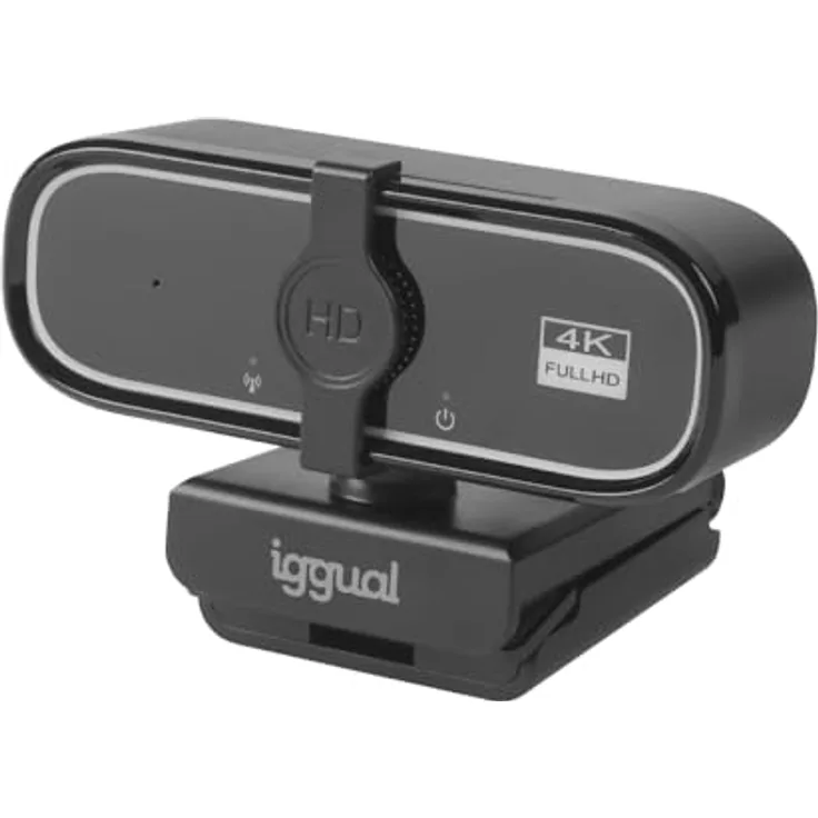 Iggual USB 4K UHD WC3840 Business Pro View, Webcam mit 8 MP, 3840 x 2160 Pixel, 30 fps, Autofokus, Stereo-Mikrofone