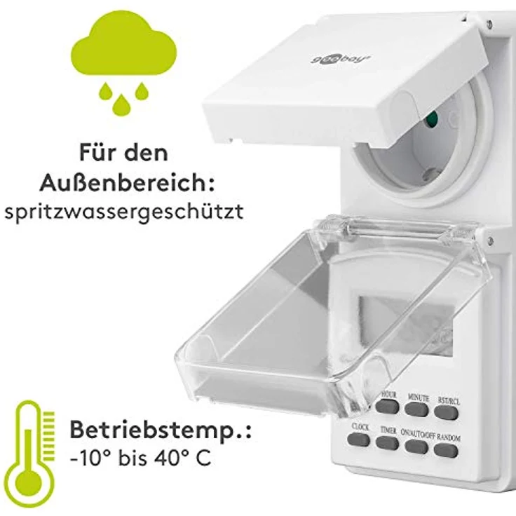 Goobay 3er Pack Digitale Zeitschaltuhr IP44, 3 ) (Pack of 3) – Bild 6