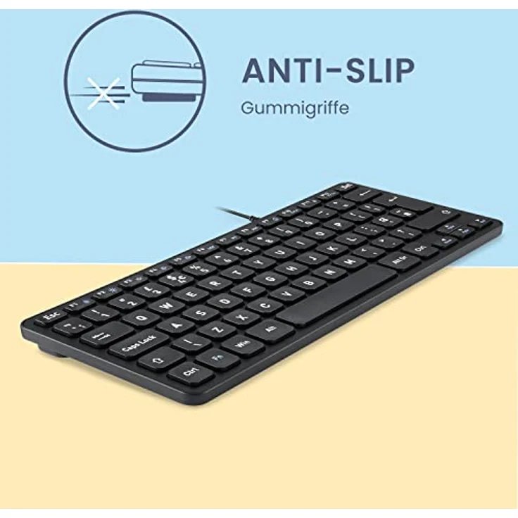 Perixx PERIBOARD-432 Kabelgebundene USB-Tastatur, große Schrifttasten, DE Layout, schlanke Bauweise – Bild 5