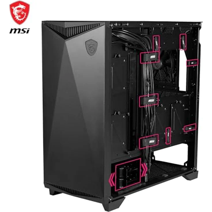MSI MPG Gungnir 300P Airflow, PC Gehäuse für mATX, ITX, ATX, E-ATX, Schwarz, optimierte Wärmeableitung, werkzeuglos verstellbare Grafikkartenhalterung – Bild 3