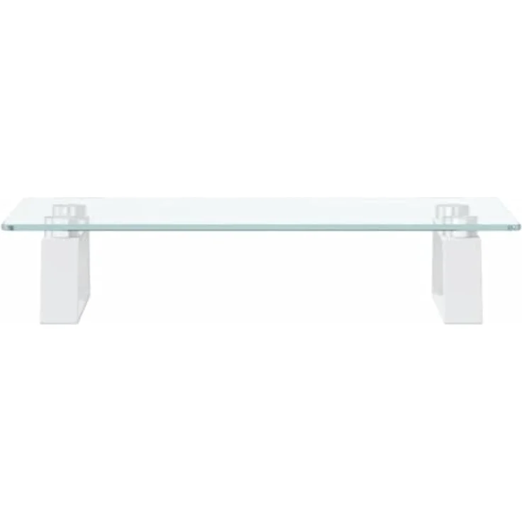 vidaXL Monitorständer, Monitorerhöhung mit Stauraum, Schreibtischaufsatz aus Hartglas und Metall, Weiß 40x20x8cm – Bild 5