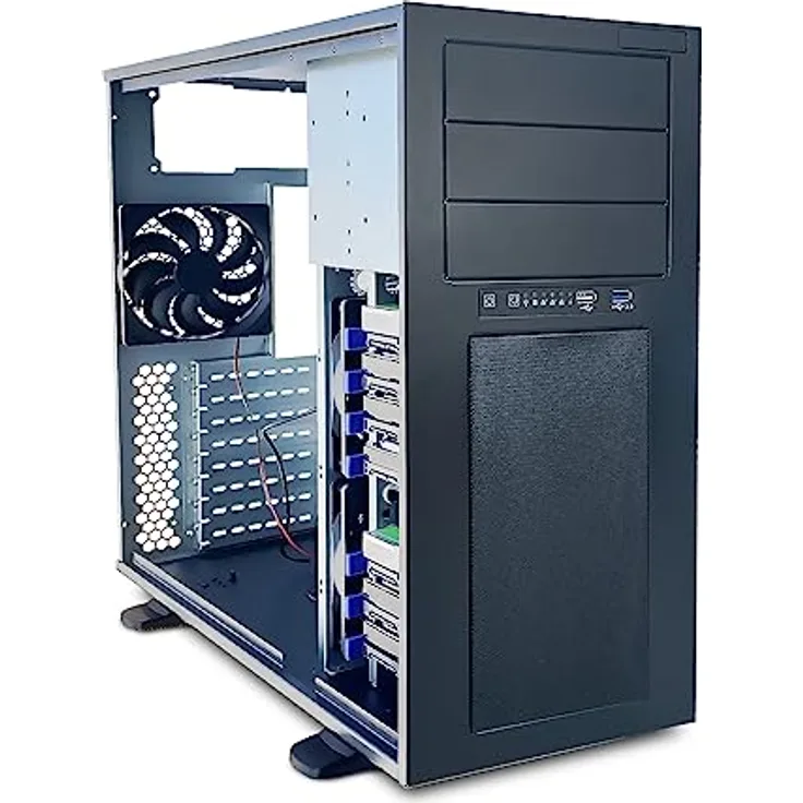 FANTEC 2561 AT-835-3525 PC-Gehäuse, für 12"x13" Mainboards, 8X 3,5" HDDs + 3X 5,25" Module, incl. 3X 12cm Lüfter.