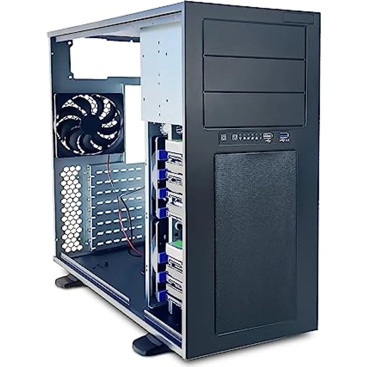 FANTEC 2561 AT-835-3525 PC-Gehäuse, für 12"x13" Mainboards, 8X 3,5" HDDs + 3X 5,25" Module, incl. 3X 12cm Lüfter. – Bild 1