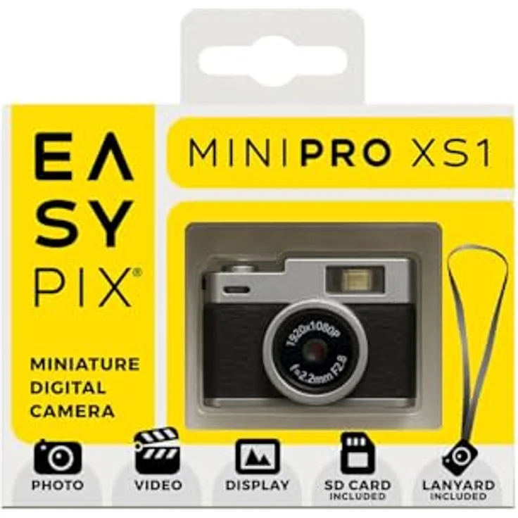 Easypix MiniPro XS1, Digitalkamera 2 Megapixel im Retro-Look, Full HD Video, Schwarz/Silber, mit integriertem Blitz und Akku – Bild 13