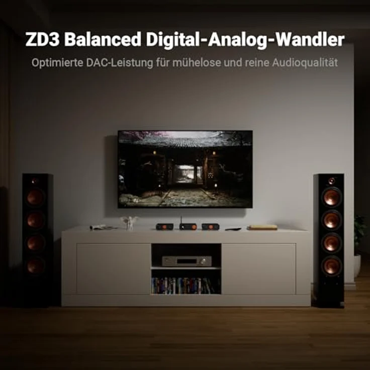 Fosi Audio ZD3 Desktop DAC Preamp, Fully Balanced DA Wandler mit ES9039Q2M, HDMI ARC/Bluetooth/USB/Optik/Coax Eingänge, XLR/RCA Ausgänge, Fernbedienung – Bild 2