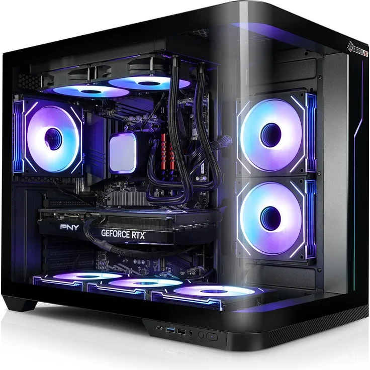 Kiebel PNY Elite Plus, Gaming PC mit AMD Ryzen 7 7800X3D, 32 GB RAM, 1000 GB SSD und GeForce RTX 5070, Schwarz