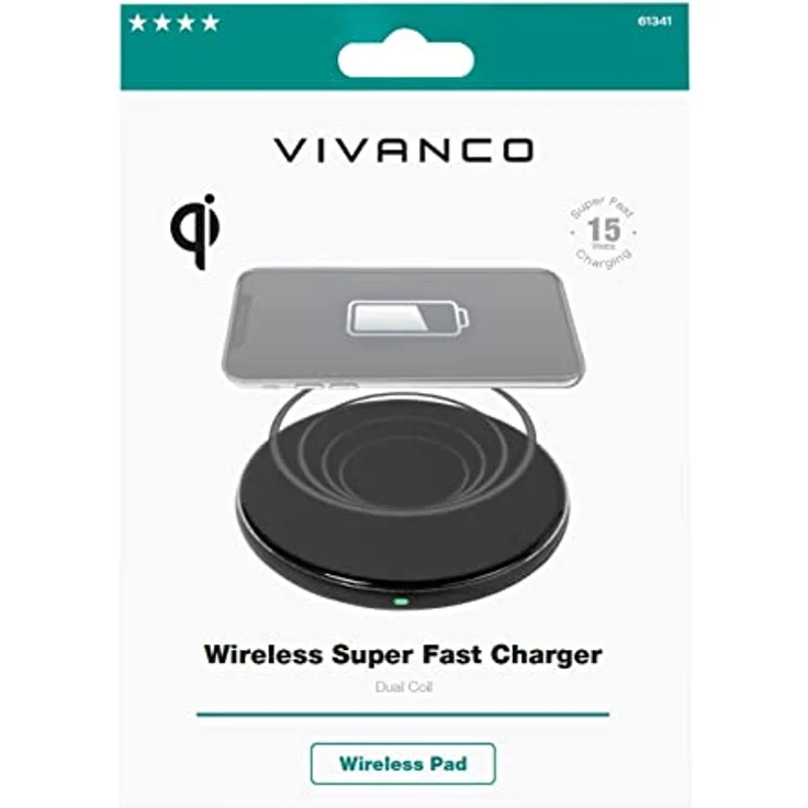 Vivanco Qi-Ladegerät Wireless Super Fast Charger, induktives QI Schnellladepad, 15W (QICHARPADVV15WBK) – Bild 5