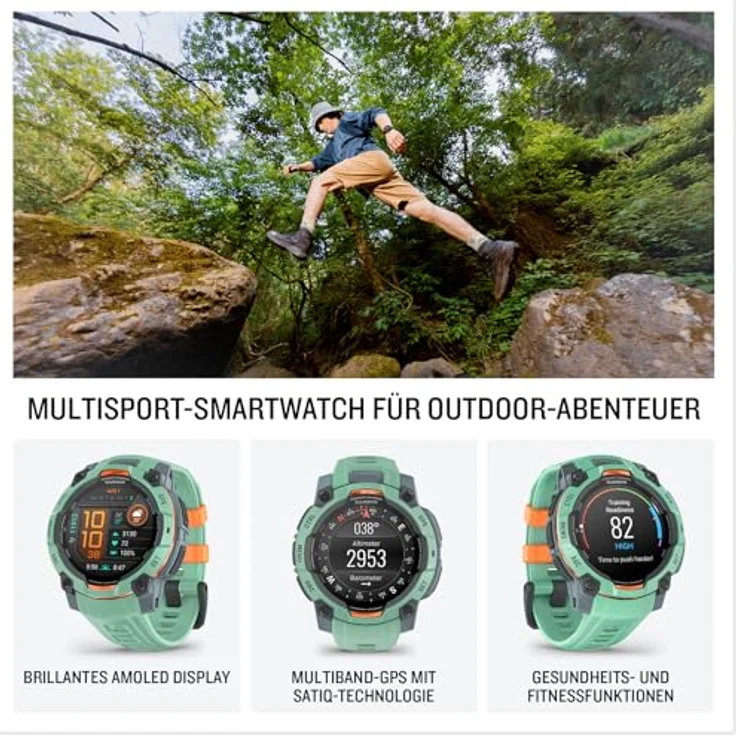 Garmin Instinct 3 45mm AMOLED GPS-Smartwatch mit Pulsmessung - Outdoor, wasserdicht, LED-Taschenlampe – Bild 2