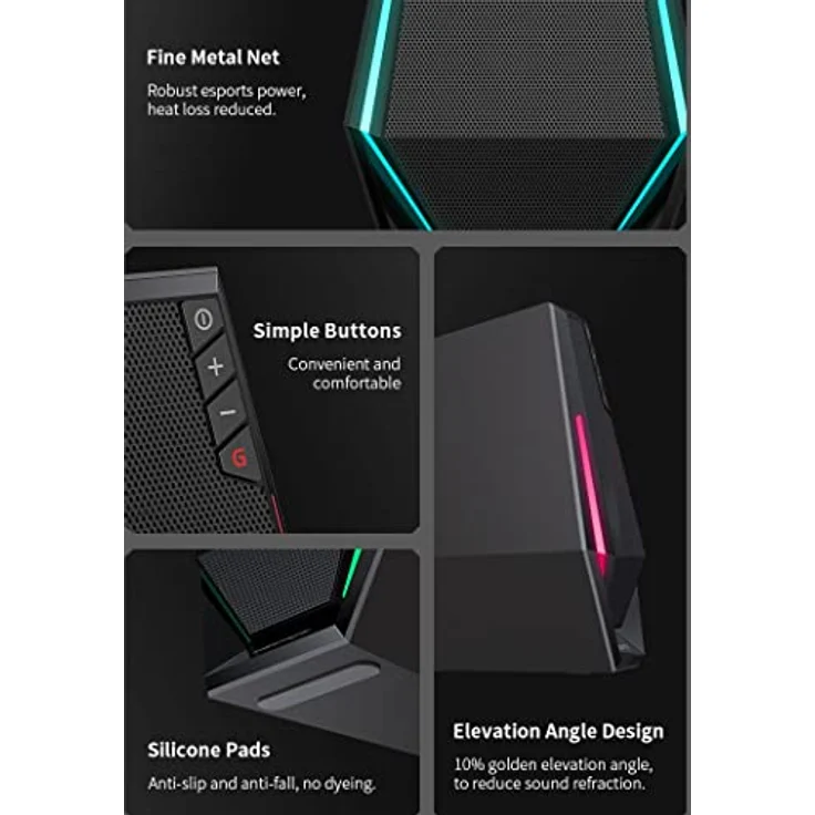 Edifier G1500, 2.0 PC Lautsprecher mit H+ Soundeffekt, Bluetooth 5.3, RGB-Hintergrundbeleuchtung, Schwarz – Bild 6