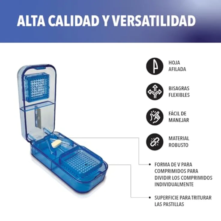IEA Medical Tablettenzerteiler, flexibler Pillendrücker mit sicherem Schneidesystem für präzises Teilen von Tabletten, kompakt und handlich – Bild 2
