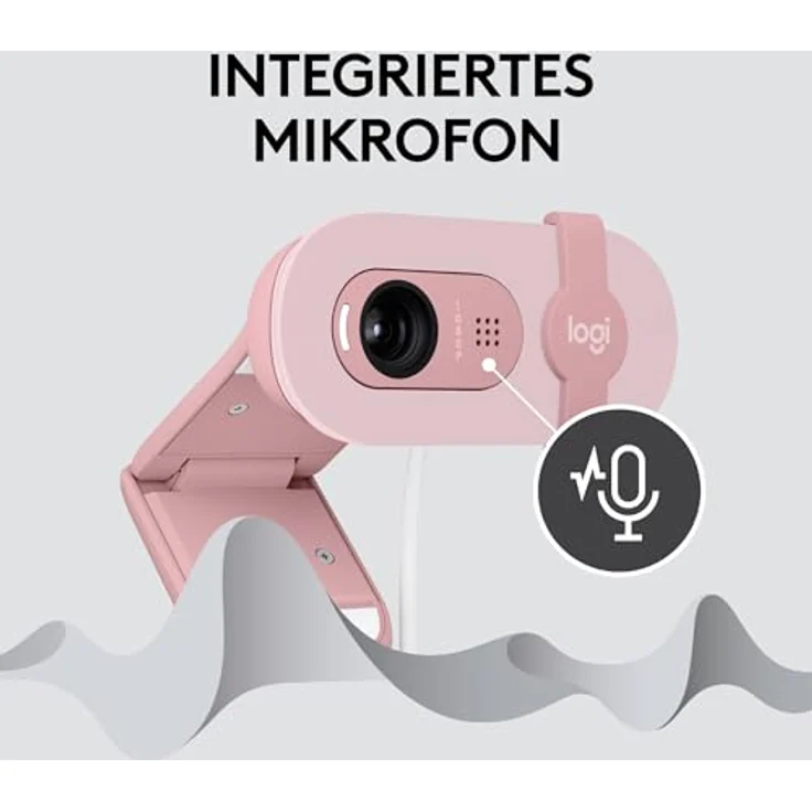 Logitech Brio 100 Full HD-Webcam für Meetings und Streaming, Auto-Lichtausgleich, integriertes Mikrofon, Abdeckblende, USB-A, für Microsoft Teams, Google Meet, Zoom und mehr - Rosa – Bild 5
