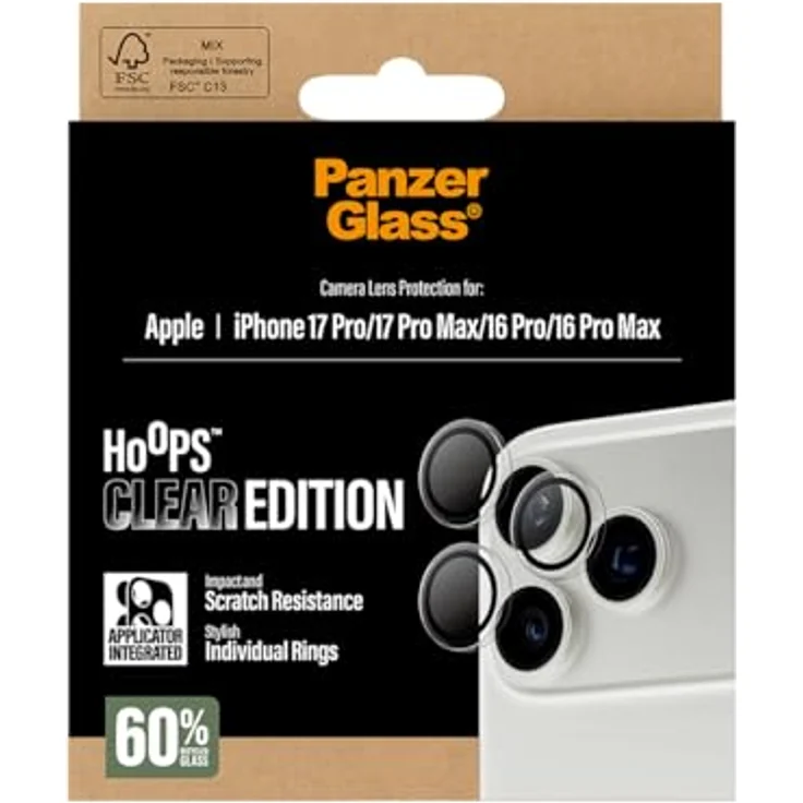 Panzer Glass Hoops Transparent PG38406, Kamera-Schutz für iPhone 16 Pro/17 Pro, kristallklarer Schutz ohne Verzerrung – Bild 3