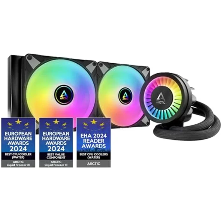 ARCTIC Liquid Freezer III 280 A-RGB - Wasserkühlung PC, AIO CPU Wasserkühler, PWM-gesteuerte Pumpe, 200–1900 RPM, LGA1851 und LGA1700 Contact Frame - Schwarz – Bild 1